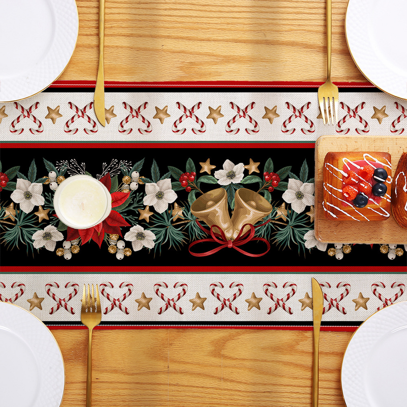 Tischflagge, neue Weihnachtsdekoration, kreativer Druck, Tischdekoration, Tuch, Weihnachtstag, Küche, Eingang, kleine Tischdecke_voghion.com