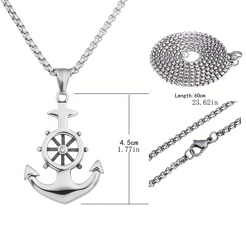 Punk Titanium Steel Chain Anchor Pendant Men's Luxury Necklace Hip Hop Simple Personality Pendant Necklace for Men Jewelry Gift_voghion.com