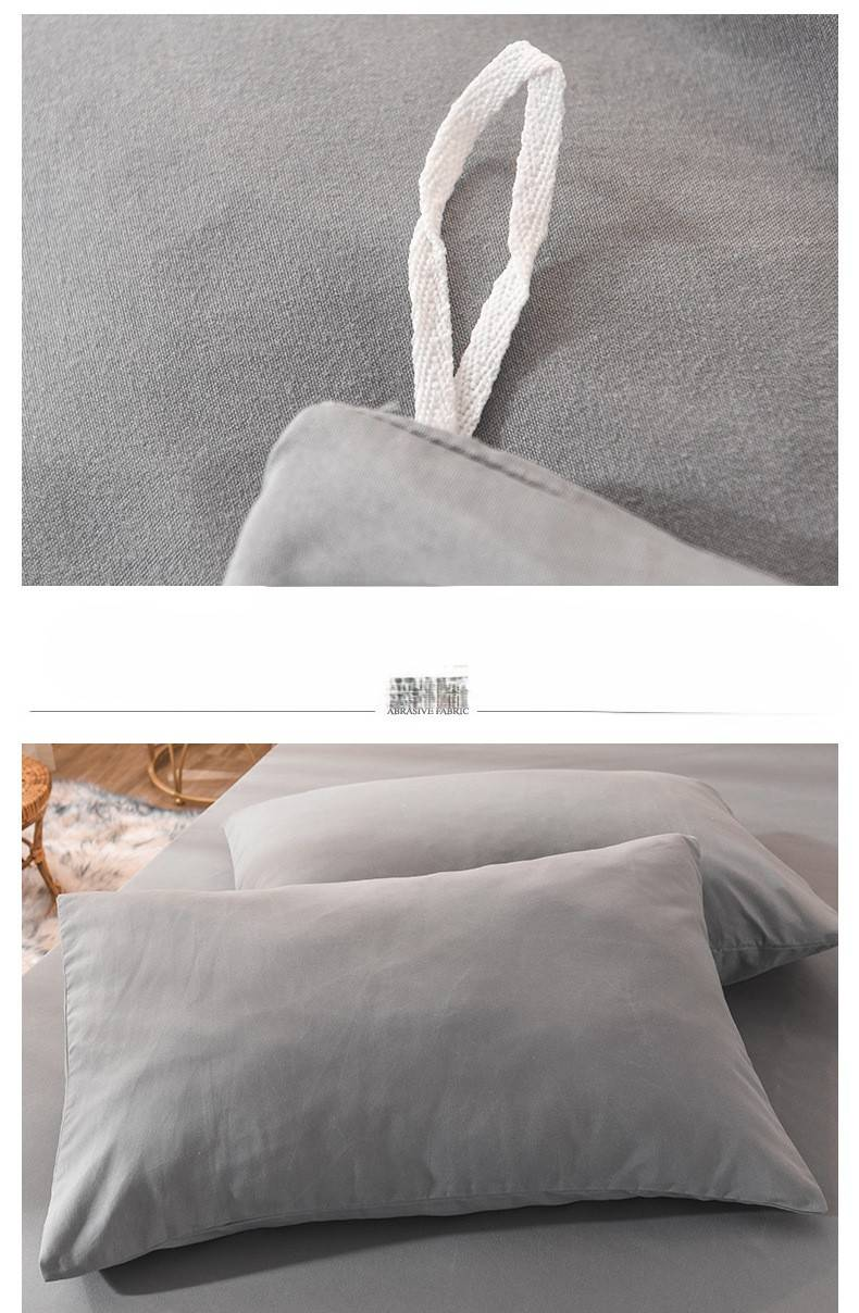 Copripiumino in materiale morbido, colore puro, sabbiato, set di biancheria da letto in tre pezzi_voghion.com