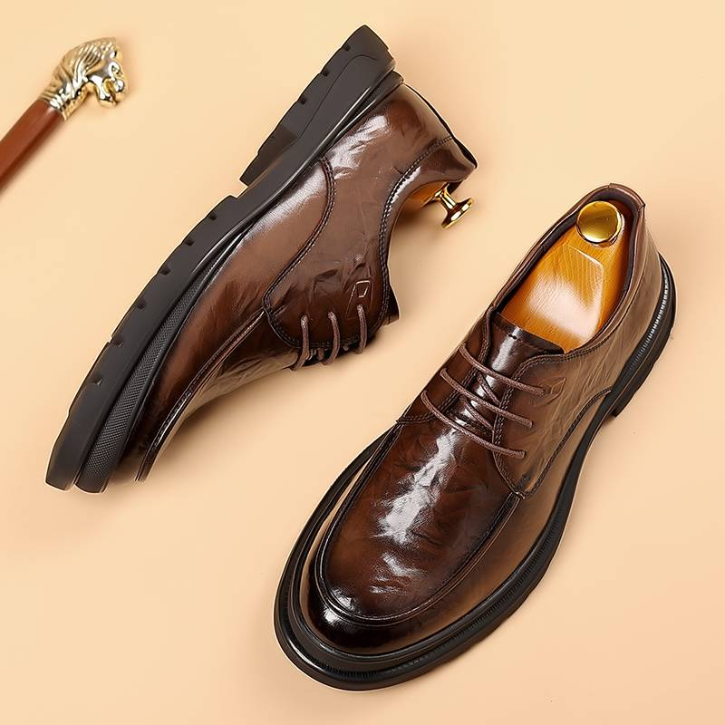 Modische Herrenschuhe im britischen Stil, schwarz, für formelle Anlässe, Derby-Schuhe aus Leder mit Schnürung, britisches braunes Bankettkleid, Hochzeitsschuhe_voghion.com