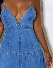 Abito lungo da donna, nuovo, dolce e sexy, con scollo a V, senza schienale e gonna a torta._voghion.com