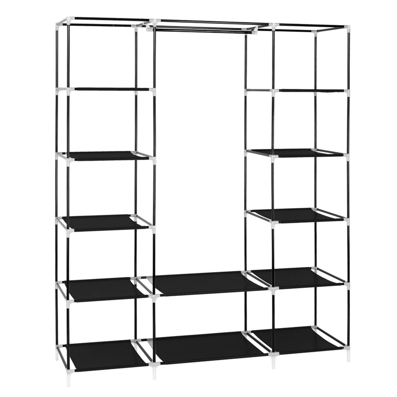Stoffgarderobe mit großer Kapazität, Metallrahmen, tragbarer Schrank-Organizer, wasserdichte Aufbewahrung für Kleidung/Taschen/Schuhe, einfache Montage, platzsparend_voghion.com