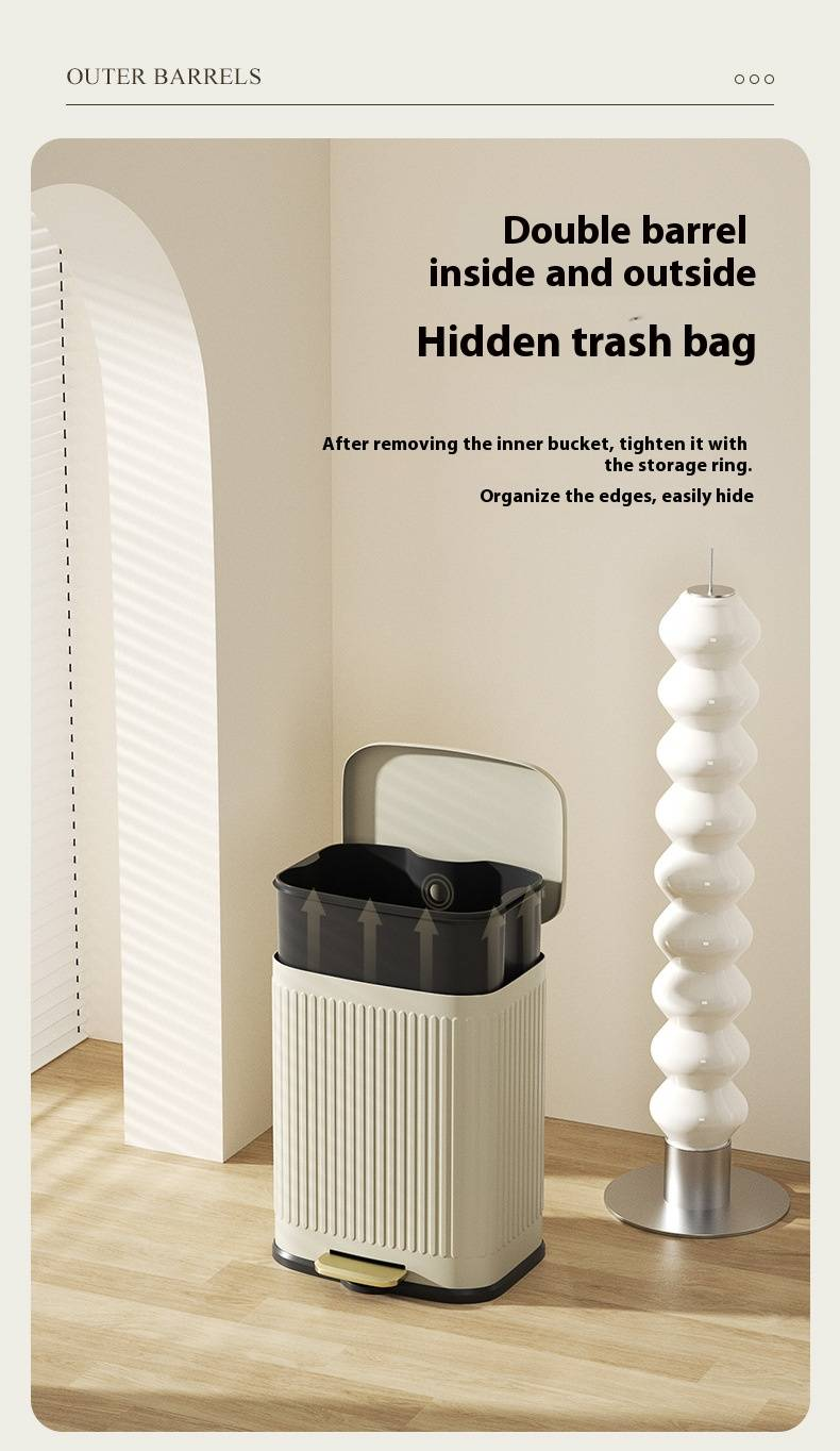 Stainless Steel Step Trash Can With Lid – 12L/13L Square Design, Foot Pedal, Odor-Proof, Modern Colors For Kitchen, Bathroom & Office_voghion.com