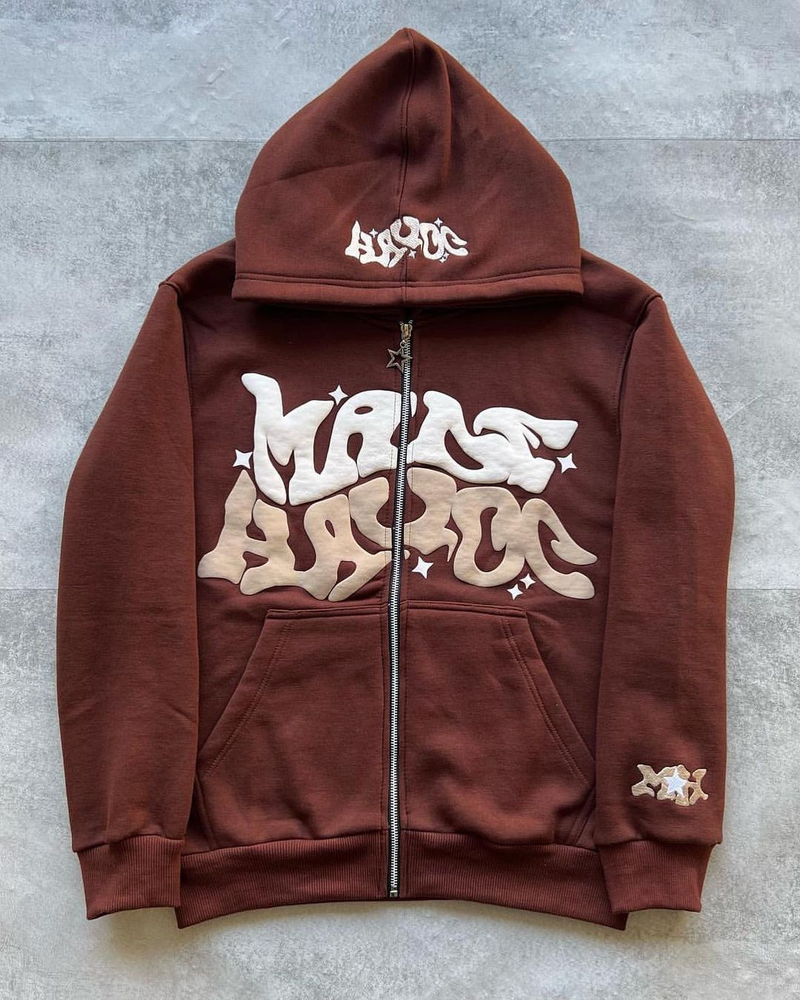 Sudadera con capucha y cremallera para hombre con estampado de letras: suave y cómoda, ideal para hombre y mujer, ropa informal en varios colores._voghion.com