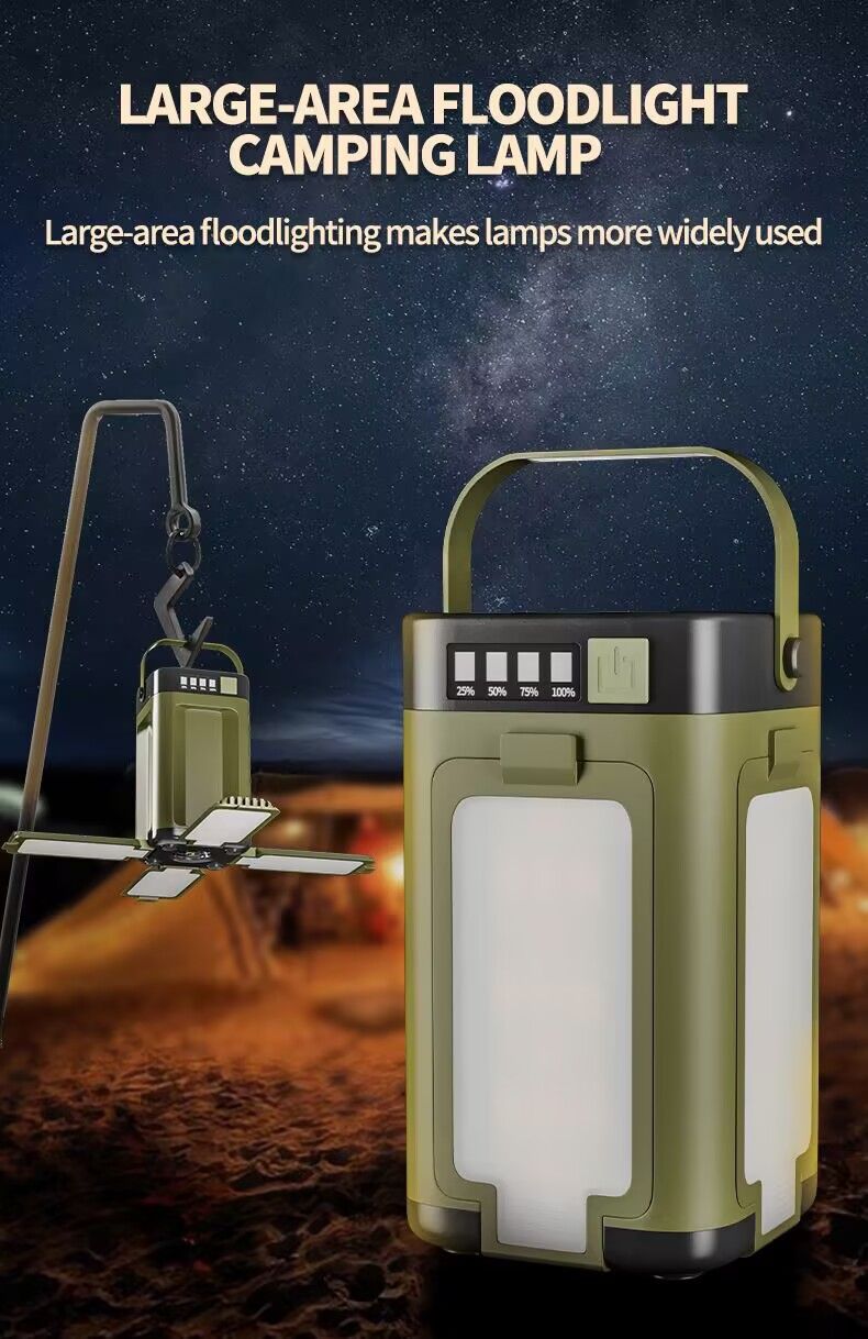 Portable Solar Camping Lantern With 2000mAh Battery - 4-Leaf Foldable LED Light For Outdoor, Emergency & Nighttime Ambiance_voghion.com