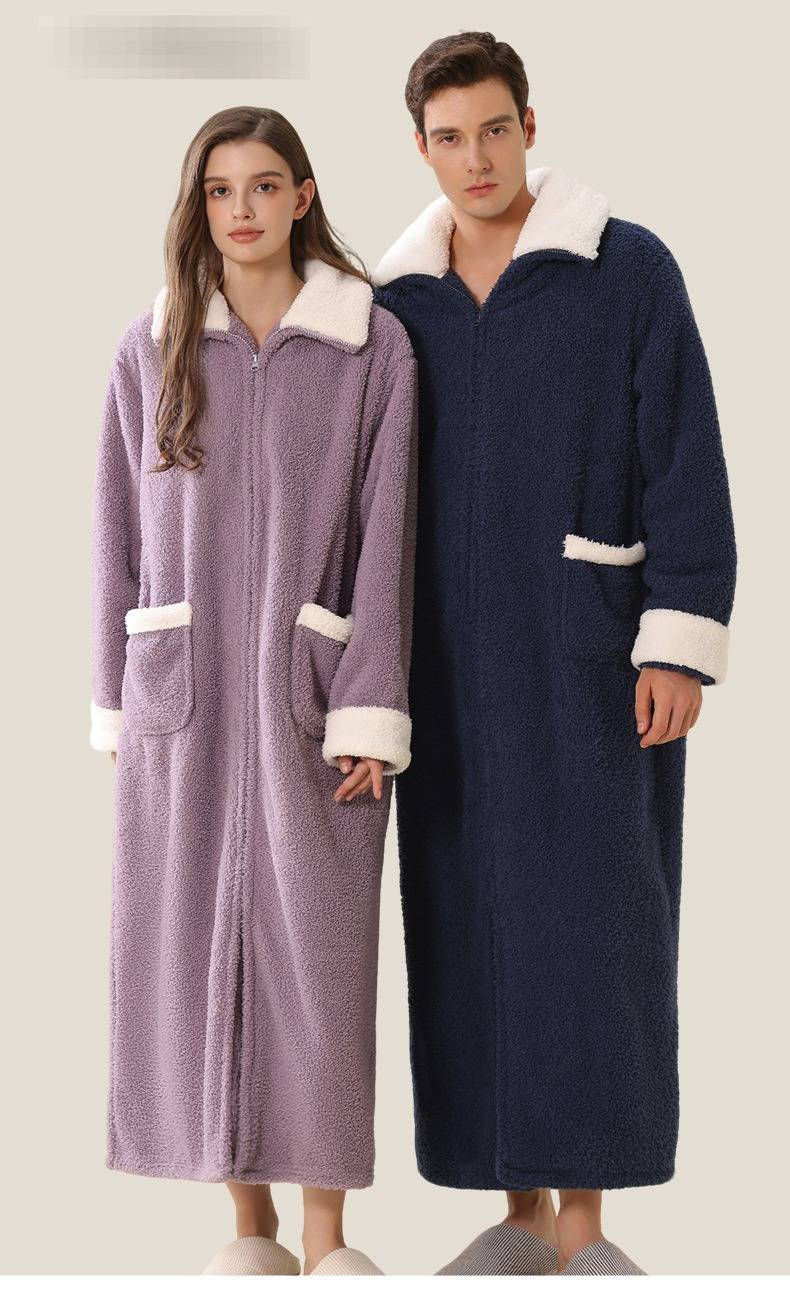 Ultra-Soft Cloud Fleece Robe For Women & Men - Cozy Loungewear With Lapel Collar, Winter Homewear, Unisex Bathrobe (Multiple Colors & Sizes)_voghion.com