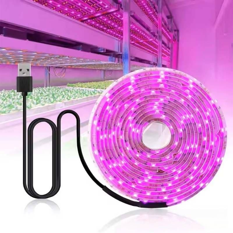 Striscia luminosa a LED USB da 5 V per piante da interno, idroponica e serre, chip 2835, 30 LED/metro, spettro viola_voghion.com