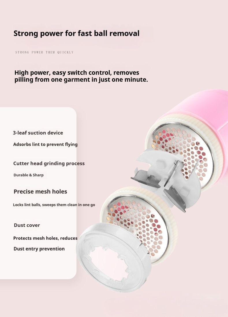 USB Fabric Shaver – Electric Lint Remover For Clothes & Sweaters | Compact ABS Shaver With LED Light (Plug-in, Pink/Green)_voghion.com
