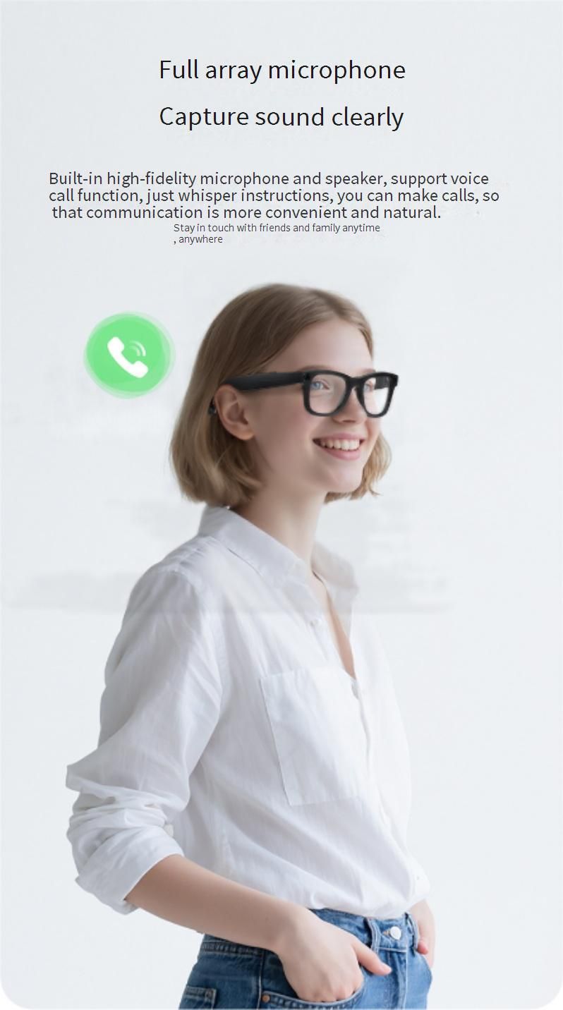 Lunettes intelligentes TROZUM E03 avec caméra 8 MP, stabilisation d'image, reconnaissance d'objets et traduction en temps réel_voghion.com