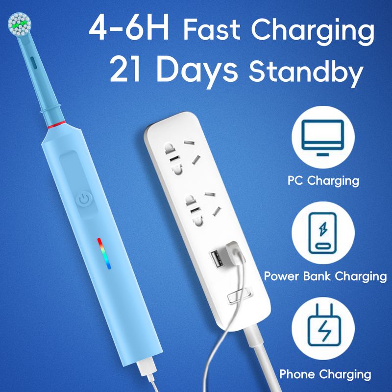 Intelligente elektrische Zahnbürste mit 2 Bürstenköpfen, wiederaufladbare rotierende elektrische Zahnbürsten – 3 Modi und 2-Minuten-Timer, kompatibel mit Oral-B-Bürstenkopf_voghion.com