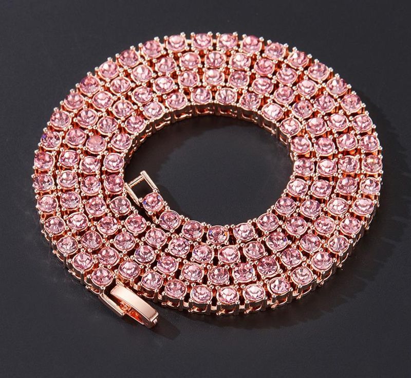 Men Fashion Hip Hop Punk Cuban 1-Row Bling Crystal Diamond 3MM/4MM/5MM Cuban Link Chain Tennis Long Chain Necklaces Jewelry Safety Watch-Clasp_voghion.com