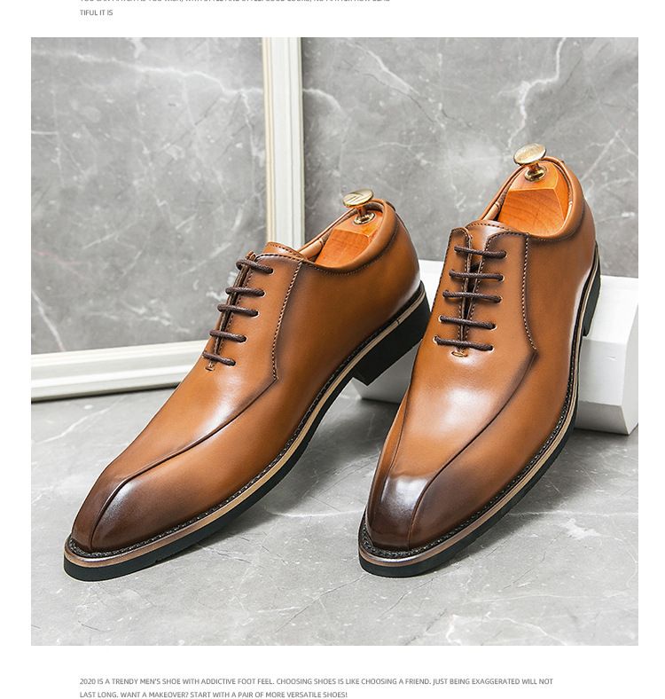 Ανδρικό επαγγελματικό casual φόρεμα Oxfords επίσημα παπούτσια με κορδόνια για γραφείο, πάρτι και καθημερινά ρούχα_voghion.com