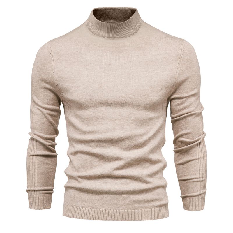 Autumn and Winter Thick Warm Mid Neck Slim Fit Sweater Men's Multi color Knit_voghion.com