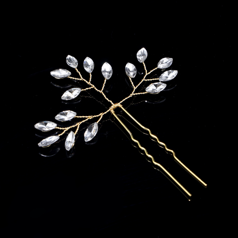 Cross-border 15 marquise diamond bridal handmade pearl inlaid diamond U-shaped hairpin pin headdress hair accessories wholesale_voghion.com