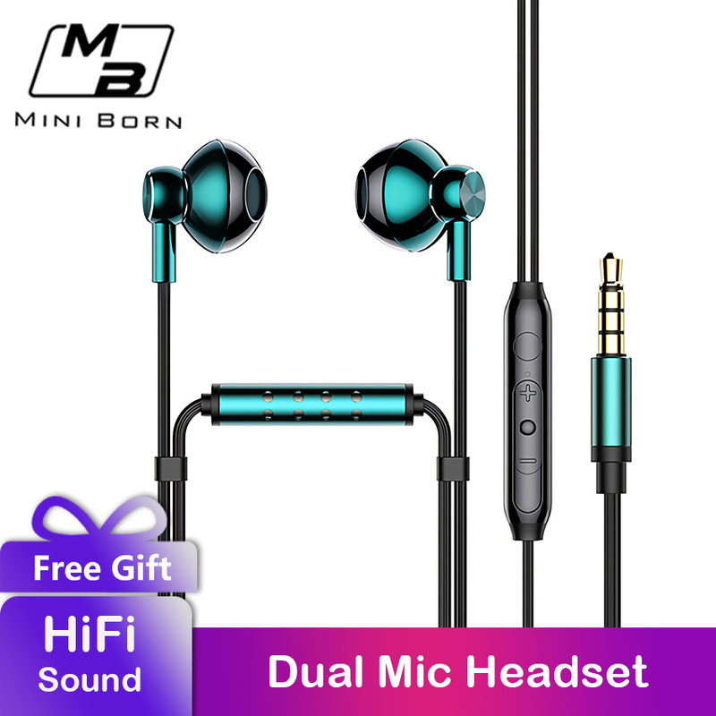 Mini Born Wired In-Ear Headphone 3.5MM Earphones Gaming Headset EarBuds Mini Octa-core Panoramic Sound Dual Microphone Wired Earbuds Heavy Bass Heads_voghion.com