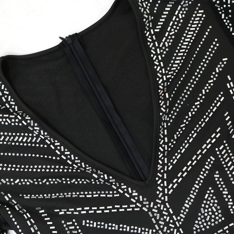 Women's clothing polyester mesh long-sleeved patchwork slim fit jumpsuit Fashionable European and American clothing_voghion.com