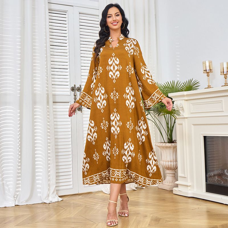 Fábrica de roupas muçulmano robe saia longa moda impressão dubai vestido de festa de viagem feminino_voghion.com