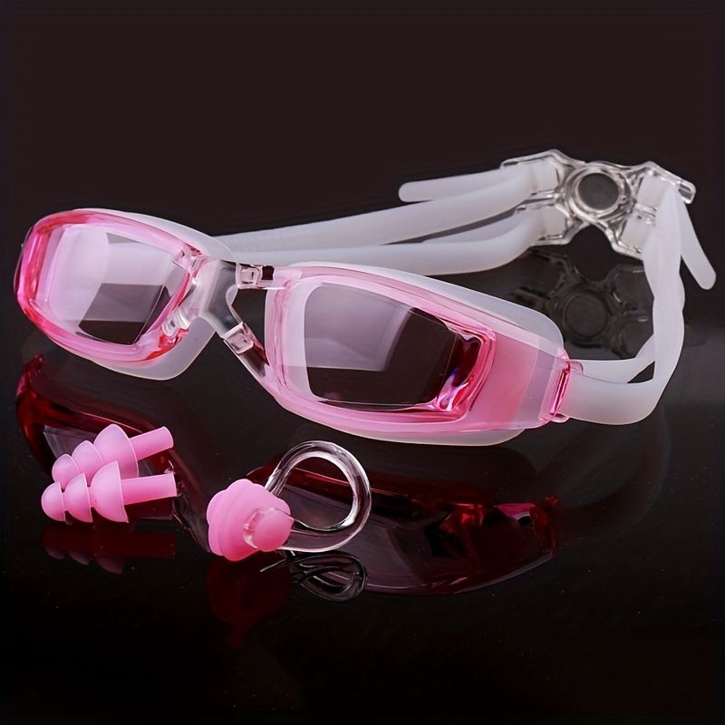 Ochelari de înot, cască de înot, dopuri de urechi, impermeabile HD, cadru mare anti-aburire, pentru bărbați și femei, echipament de înot, ochelari de protecție_voghion.com