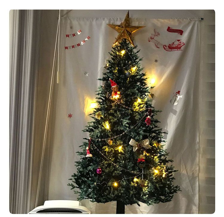 Crăciun brad pin agățat pânză mică lumină colorată agățat pânză decorare perete pictură agățat pânză tapiserie_voghion.com