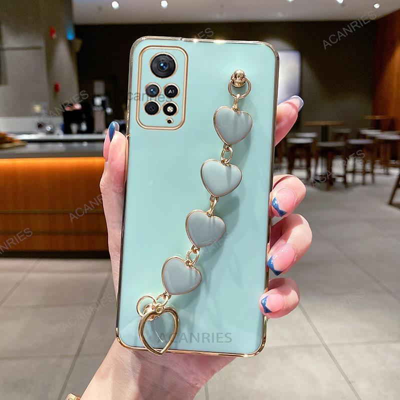 Luxe plating liefdeshart armband kettinghoes voor Xiaomi Redmi Note 11 10 s Pro Plus 5G 2022 bandhoes op Note11 11s Nee_voghion.com
