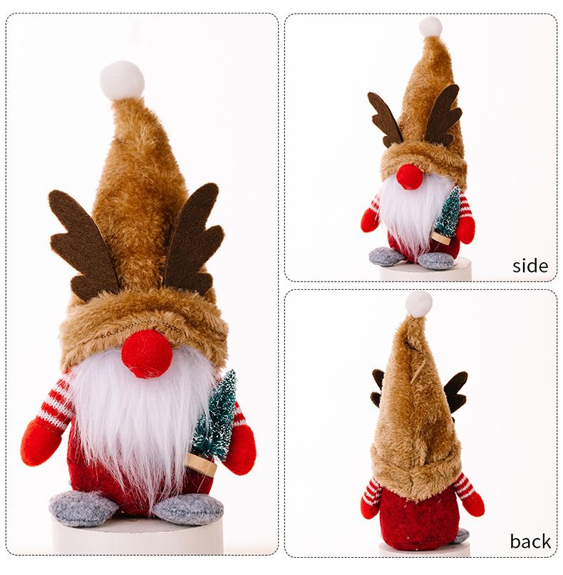 New Christmas decorations plaid hat Forest old man decoration antler Rudolph doll_voghion.com