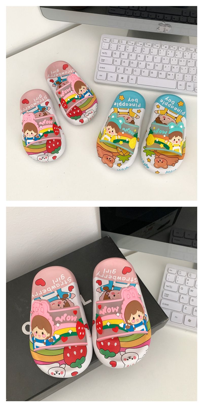 Nuove pantofole per bambini estate simpatici cartoni animati ragazzi e ragazze fondo morbido compagni di classe casa interno antiscivolo bambino pantofole fresche_voghion.com