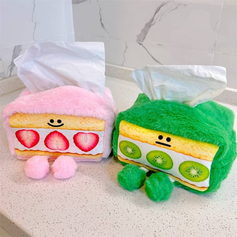 Peluche fraise dessin animé mignonne mangue chocolat kiwi boîte à sandwich pain mouchoir_voghion.com