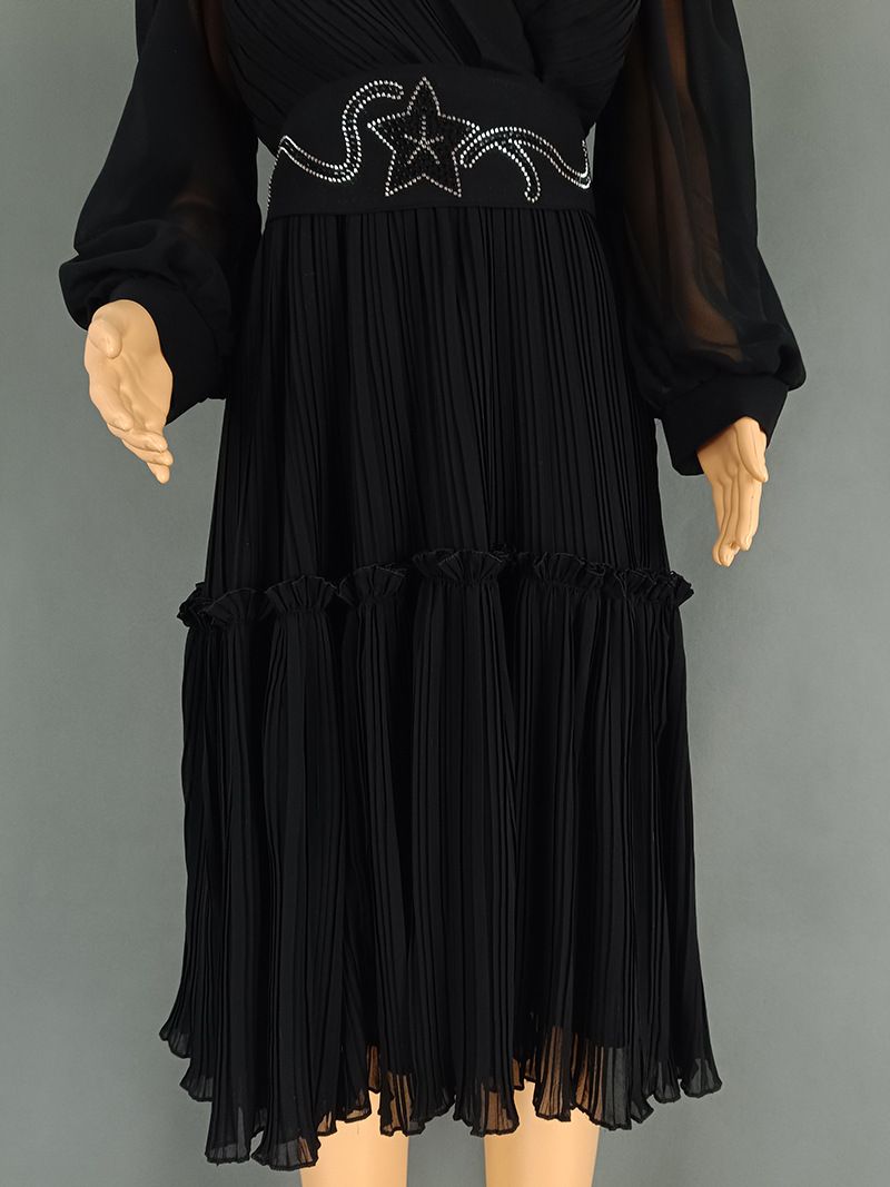 Langärmliger Faltenrock für Damen, unabhängige Station, hohe Taille, Außenhandel, lockeres Kleid in großer Größe (freier Gürtel) 8835_voghion.com