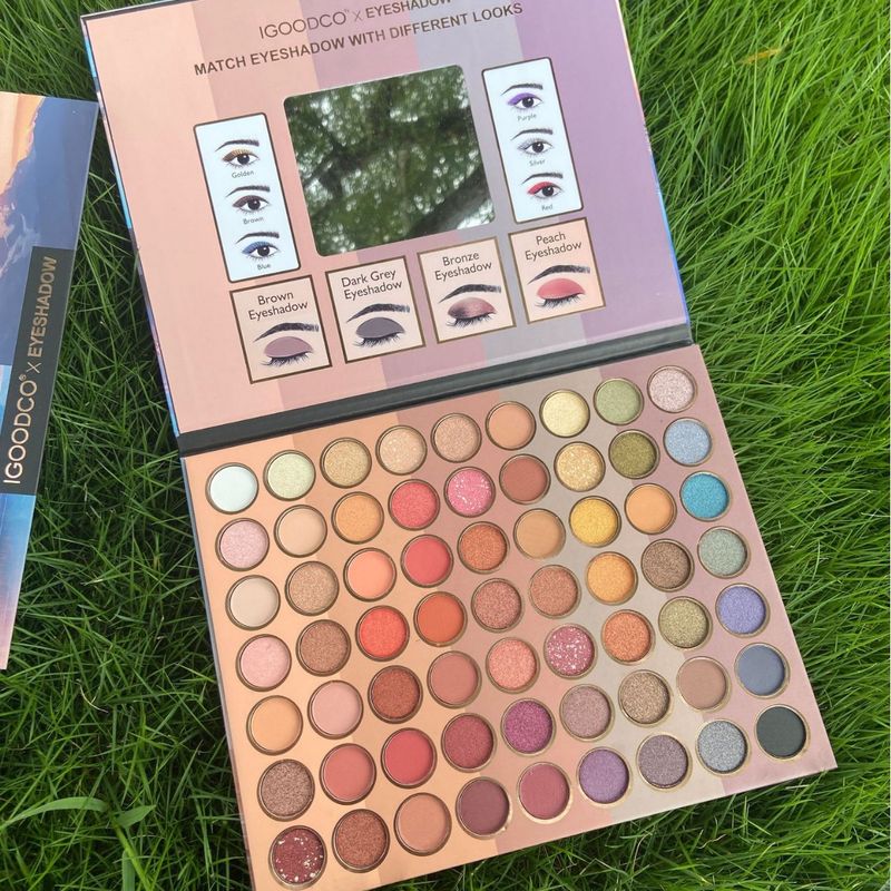 Set di trucco 63 colori Palette di ombretti con motivo a montagna innevata Trucco opaco perlato multifunzionale_voghion.com