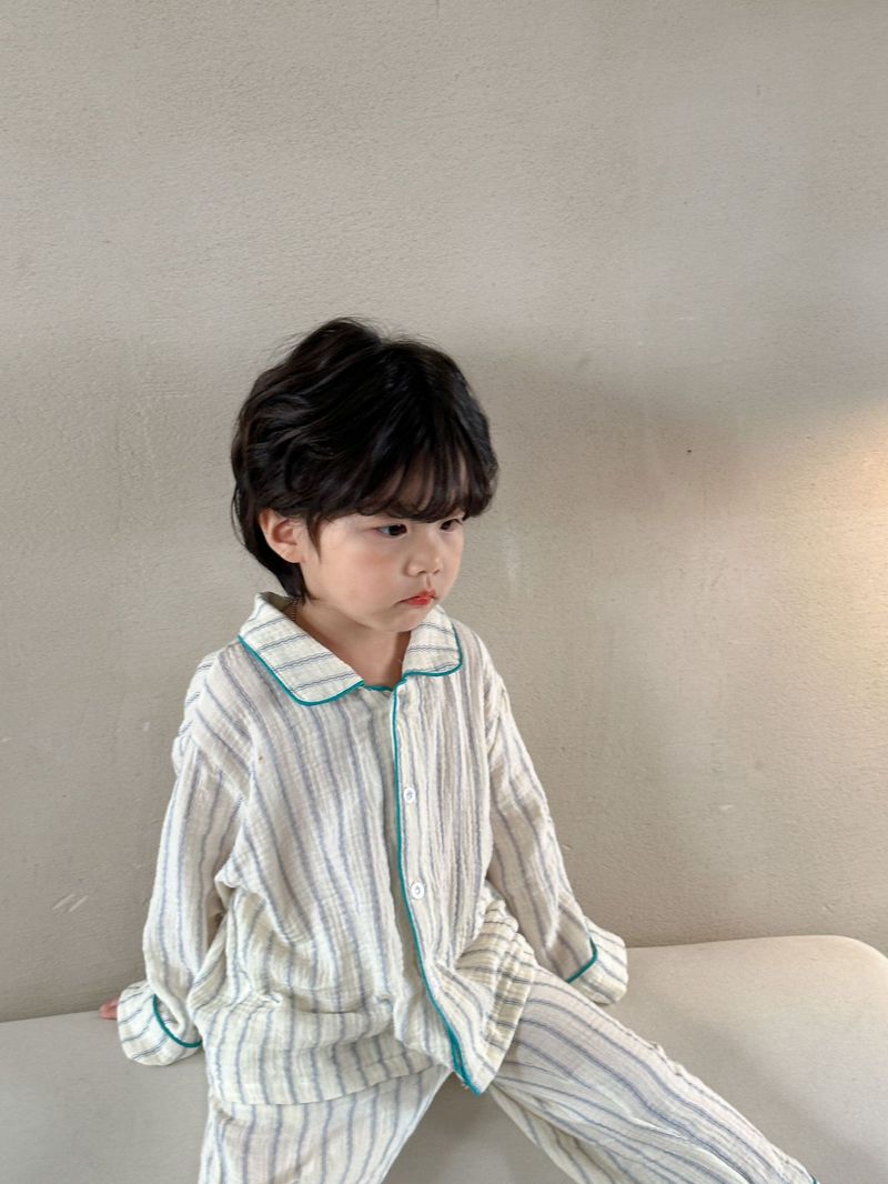 Pijamas para niños, conjunto de manga larga de gasa de algodón para primavera y otoño para niñas y niños, ropa para el hogar_voghion.com