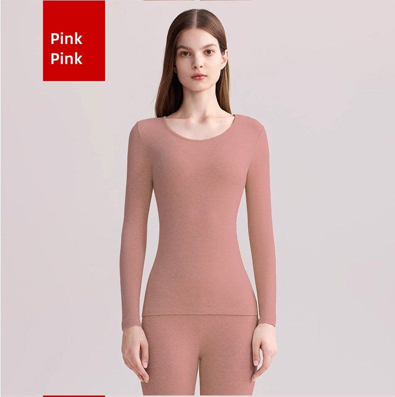 Bamboo Fiber Thermal Women, Round Neck Base Layer, Thin Slim Fit Warm Underwear Set For Spring, Autumn, And Winter_voghion.com