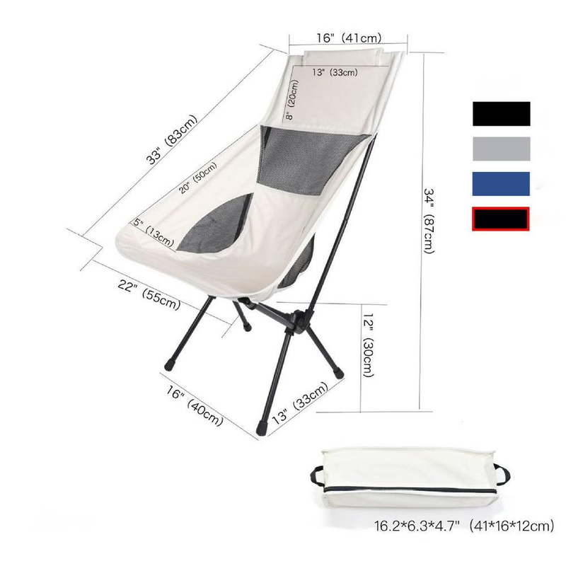 Outdoor Breathable Moon Lightweight Portable Space Folding Chair With Backrest, Fishing Beach Camping Chair, High Back_voghion.com