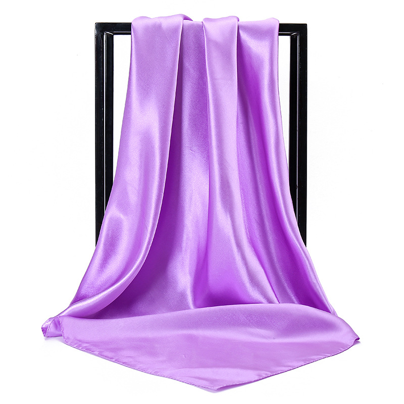 Fashion temperament new satin women's pure color scarf imitation silk monochrome professional flight attendant square scarf_voghion.com