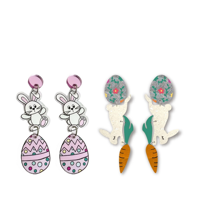 Occhiali pasquali, orecchini a forma di coniglio e orecchini possono essere utilizzati come gioielli in acrilico, collane con ciondolo, ciondoli fai-da-te per le vacanze_voghion.com