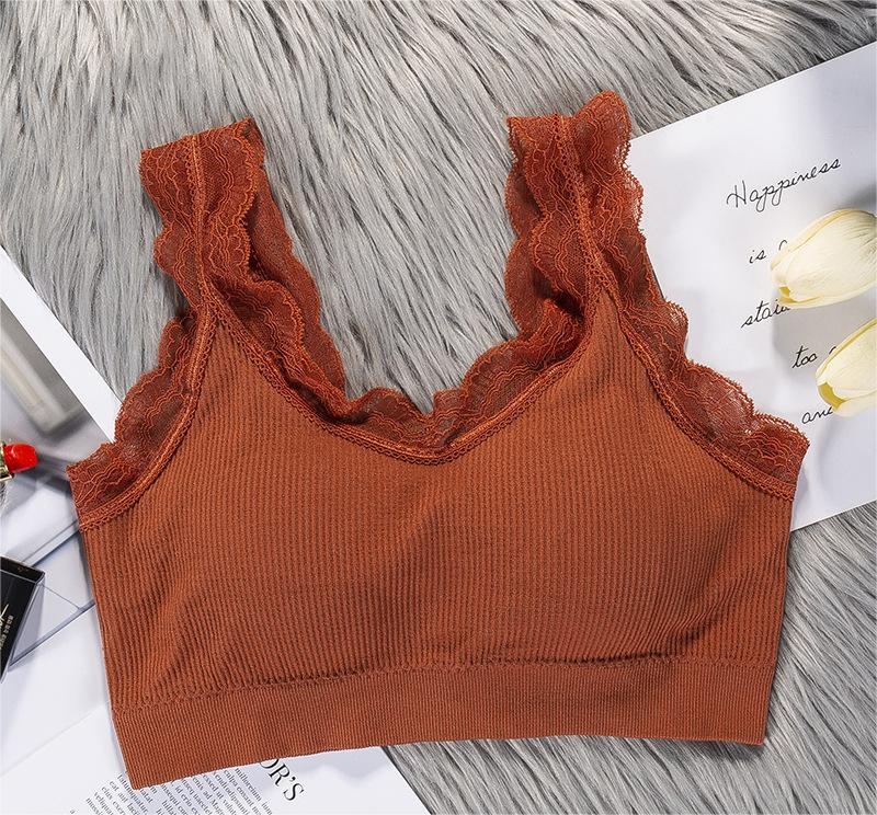 Spitzen-BH-Unterwäsche, schöne Rückenwickelung, nahtloses Tube-Top, Anti-Aussetzung, geraffte Weste für Frauen_voghion.com
