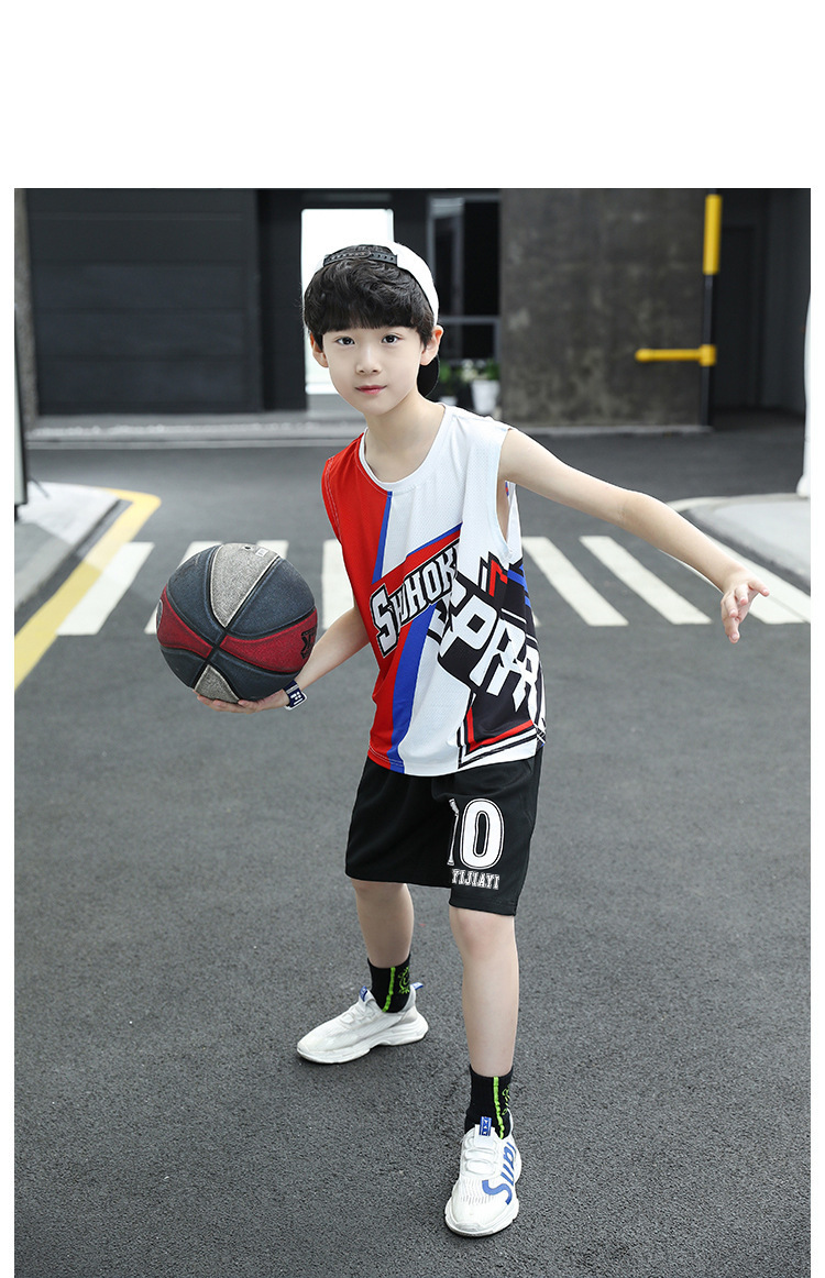 Le divise da basket per ragazzi Mother & Kids si adattano all'estate 2024 nuovo stile per abiti estivi per bambini di taglia media e grande, uniformi da basket per bambini_voghion.com