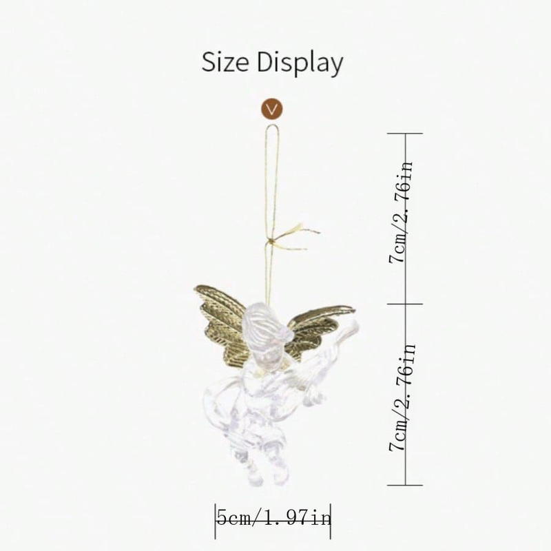 4pcs/Pack Christmas Mini Angel Pendant Christmas Tree Decoration Wings Angel Pendant Transparent Acrylic Home Store Decoration Window Pendant_voghion.com