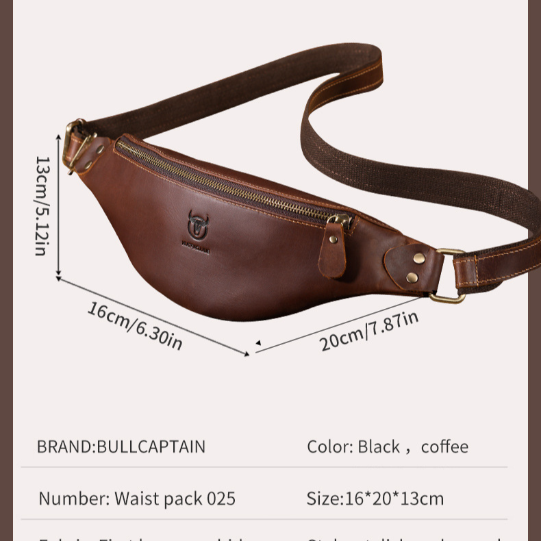 Captain Niu leather goods retro crazy horse leather men's waist bag trendy genuine leather men's bag_voghion.com