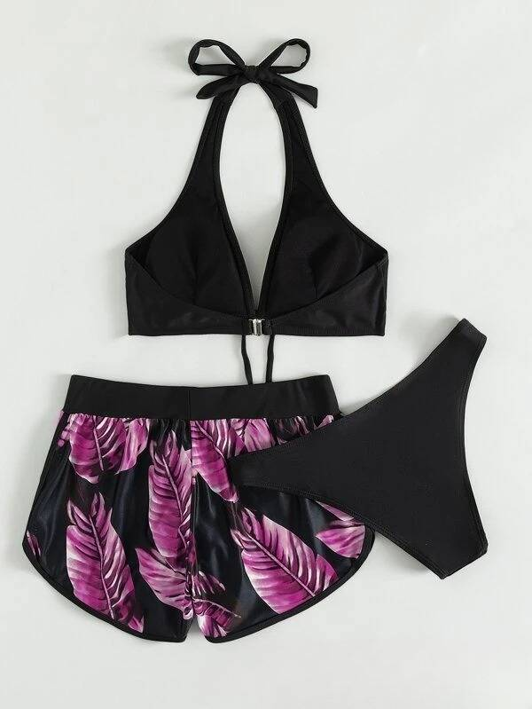 Fraen Kleeder nei Fraen Moud Multi Faarf Dréckerei héich Enn sexy Bikini BIKINI Dräi Stéck Swimsuit_voghion.com