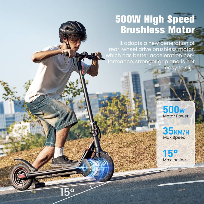 iScooter i9M sähköpotkulauta aikuisille, 500 W 10'' työmatkasähköpotkulauta vakionopeudensäätimellä, kaksoisjarrutusjärjestelmällä_voghion.com