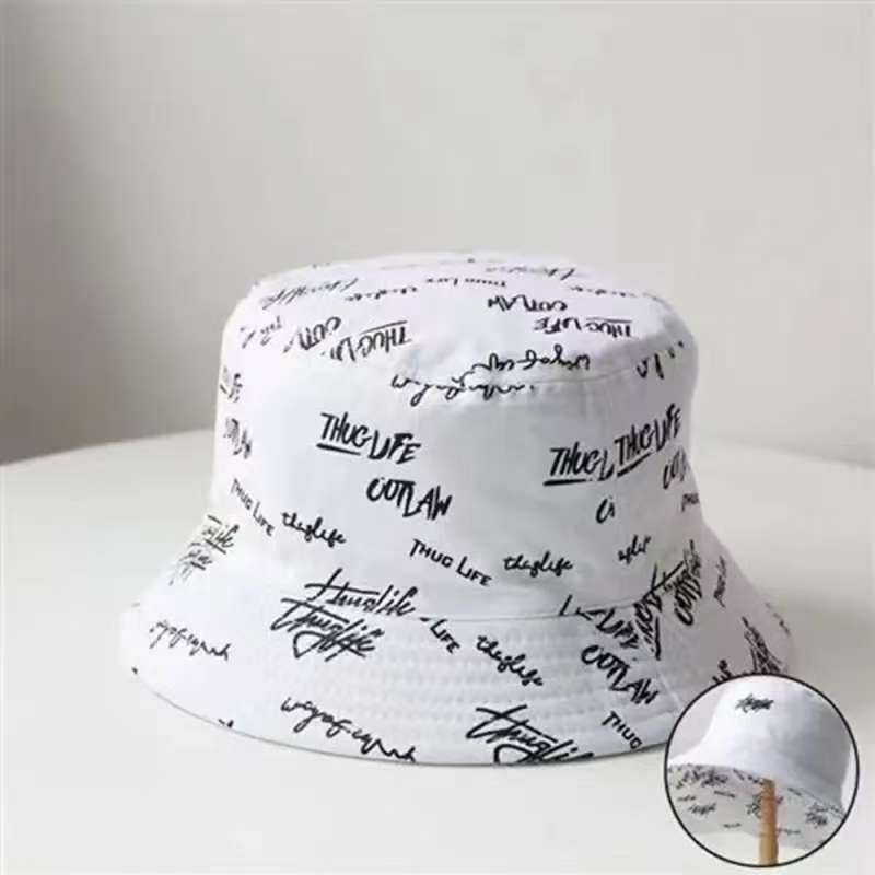 Modni grafiti potiskani ribiški klobuk za moške in ženske, prilagojen modni senčnik za prosti čas na prostem, vsestranski_voghion.com