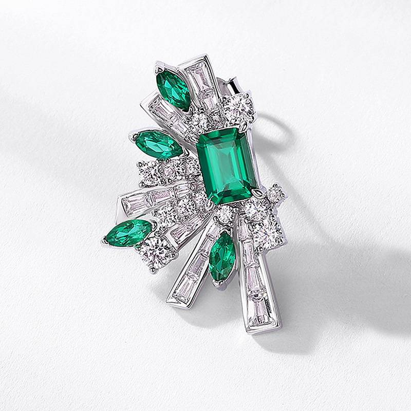 Geometric Half Scalloped Retro Earrings S925 Silver Cultivated Emerald High End Earrings Light Luxury_voghion.com