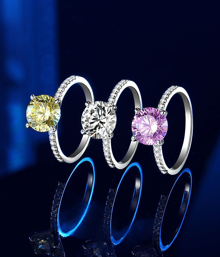 Anello in argento con quattro griffe per donna, moda classica, anello con diamanti Moissanite da 2 ct, montatura vuota_voghion.com