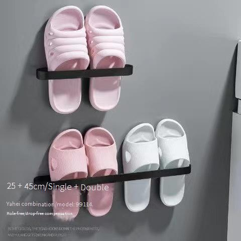 No-Drill Wall Mounted Shoe Rack - Space Aluminum Bathroom Organizer For Slippers_voghion.com