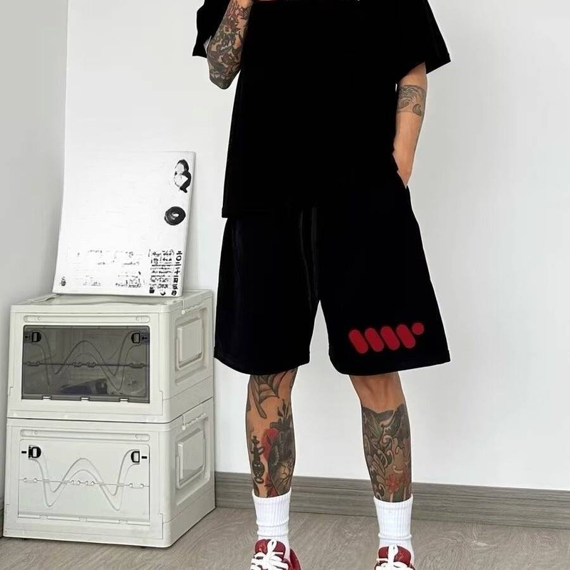 Men's Clothing Plus Size Trendy Letter Print Casual Shorts Versatile Loose Straight Sports Shorts_voghion.com