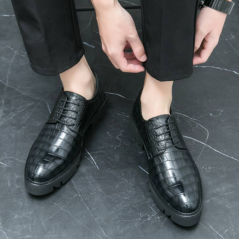 Modische Herrenschuhe im britischen Stil, schwarz, für formelle Anlässe, Derby-Schuhe aus Leder mit Schnürung, britisches braunes Bankettkleid, Hochzeitsschuhe_voghion.com