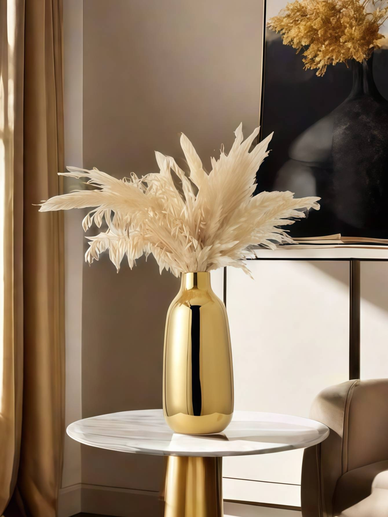 A Golden Light Luxury Ceramic Flower Arrangement Vase Is Suitable For The Living Room, Study, Desk, Ornament Vase_voghion.com