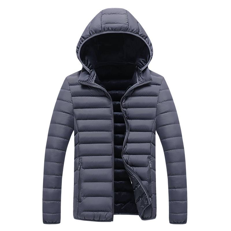 Men's Winter Hooded Jacket With Polyester Filling, Slim Fit Zip-Up Coat For Casual Wear, Striped & Solid Colors Available In Plus Sizes (L-8XL)_voghion.com