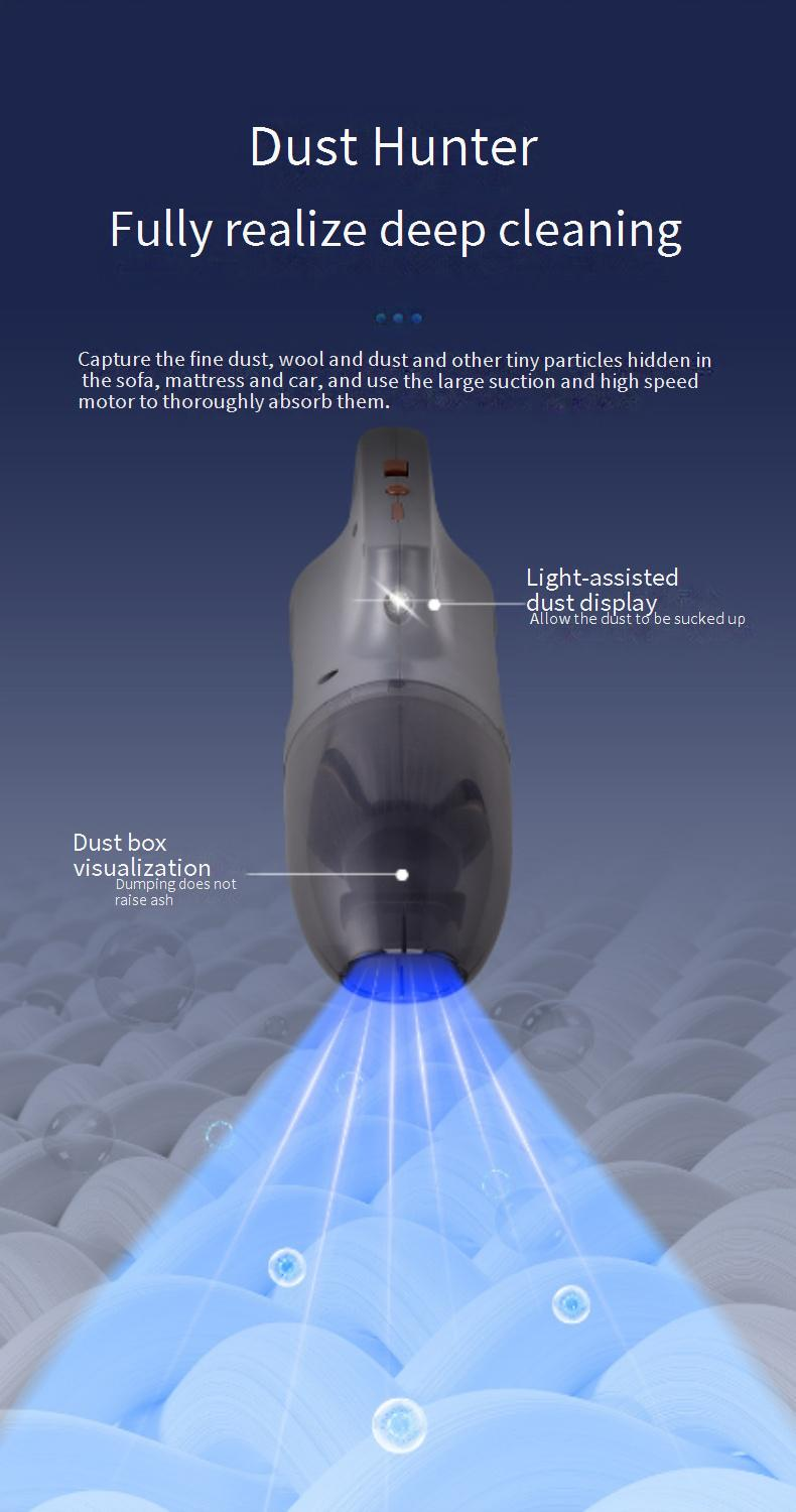 Powerful Cordless Handheld Vacuum Cleaner For Car And Home - 7500Pa Strong Suction, Wet/Dry Use, LED Light, Rechargeable Battery_voghion.com