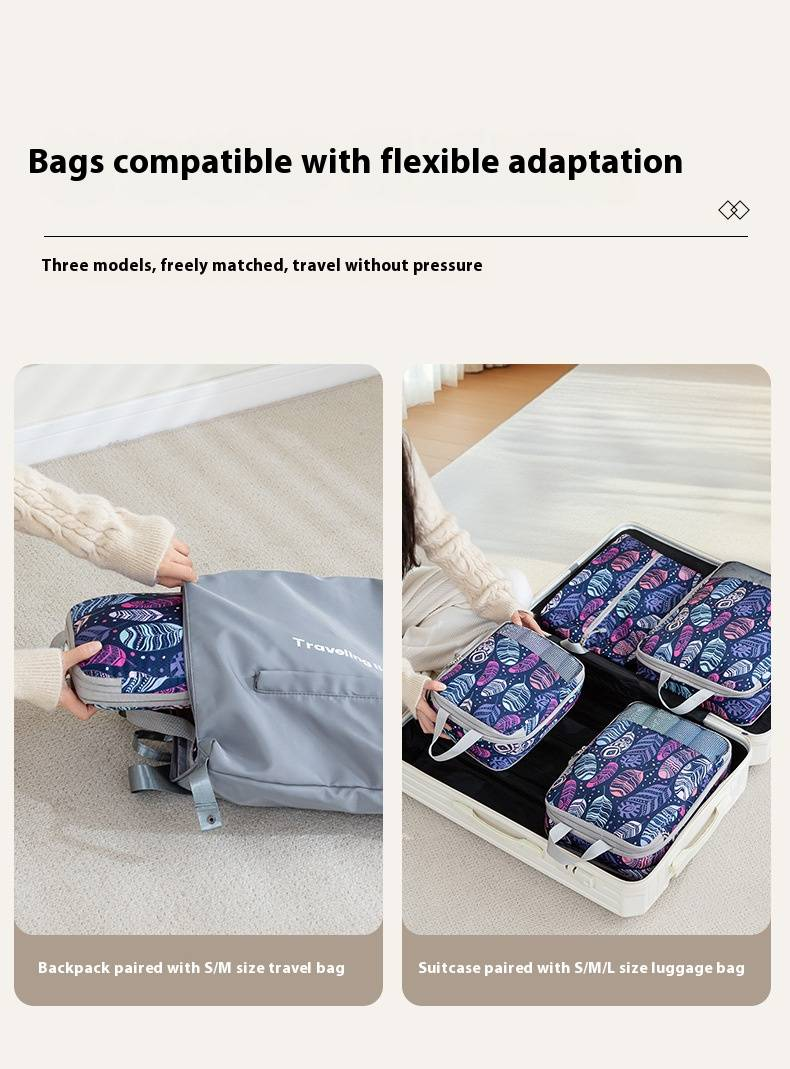 Printed Travel Storage Bag Compression Set Digital Toiletries And Cosmetics Storage Bag Clothes And Shoes Luggage Travel Bag_voghion.com